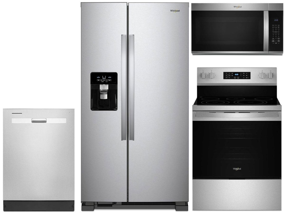 Large Image of Whirlpool Stainless Steel Side-By-Side Refrigerator Appliance Package