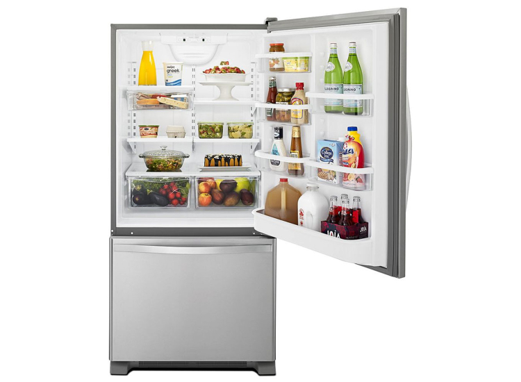 Whirlpool 22 Cu. Ft. Bottom-Freezer Refrigerator 33-Inch Wide in Stainless Steel - WRB322DMBM