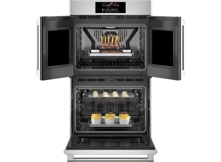 Monogram Statement Collection 30" Stainless Steel Smart French-Door Electric Convection Double Wall Oven - ZTDX1FPSN
