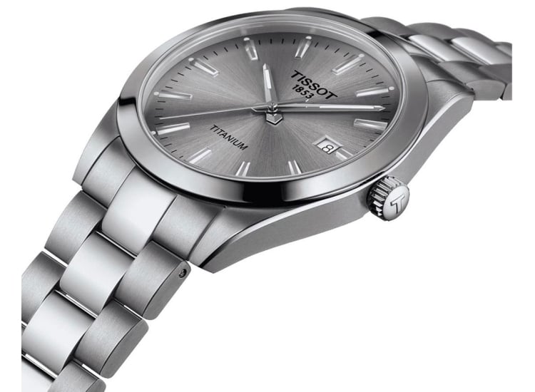 tissot mens gentleman stainless steel dress watch grey Tissot Gentleman Quartz Titanium T127.410.44.081.00