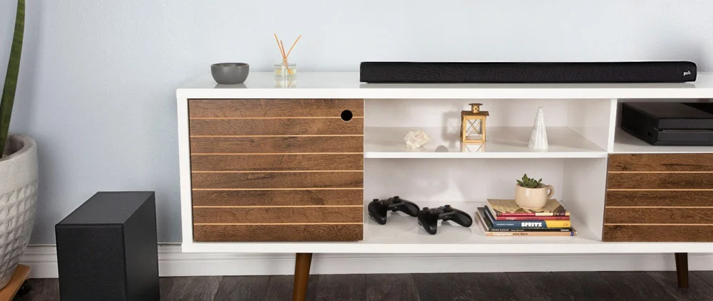 A Soundbar on TV stand