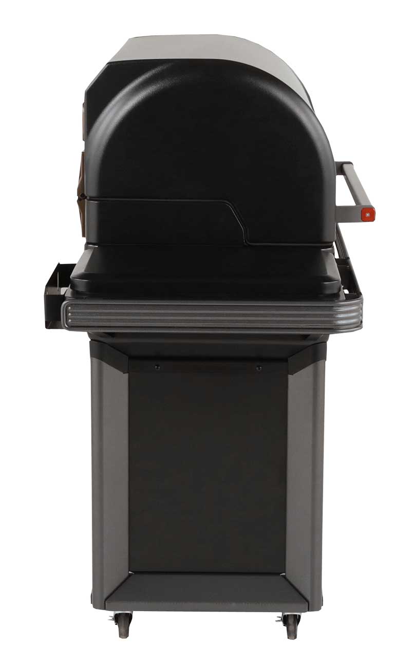 Traeger Wood Pellet Grill Showing a Side View of a Closed Lid
