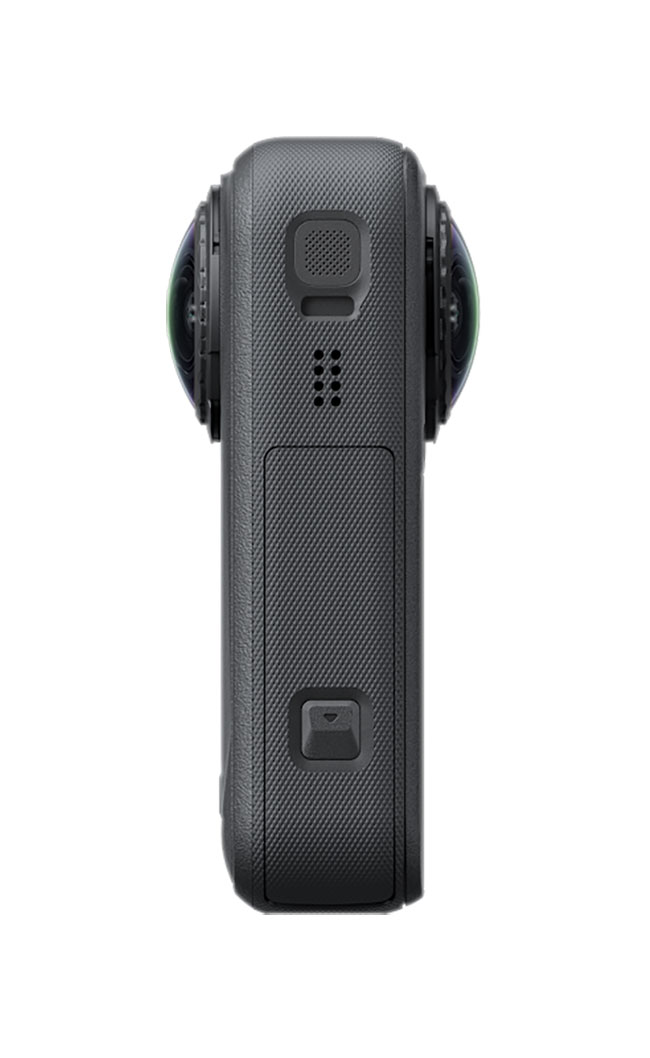 Side View Of The Insta360 X6 Action Camera In Black Finish With Side Buttons
