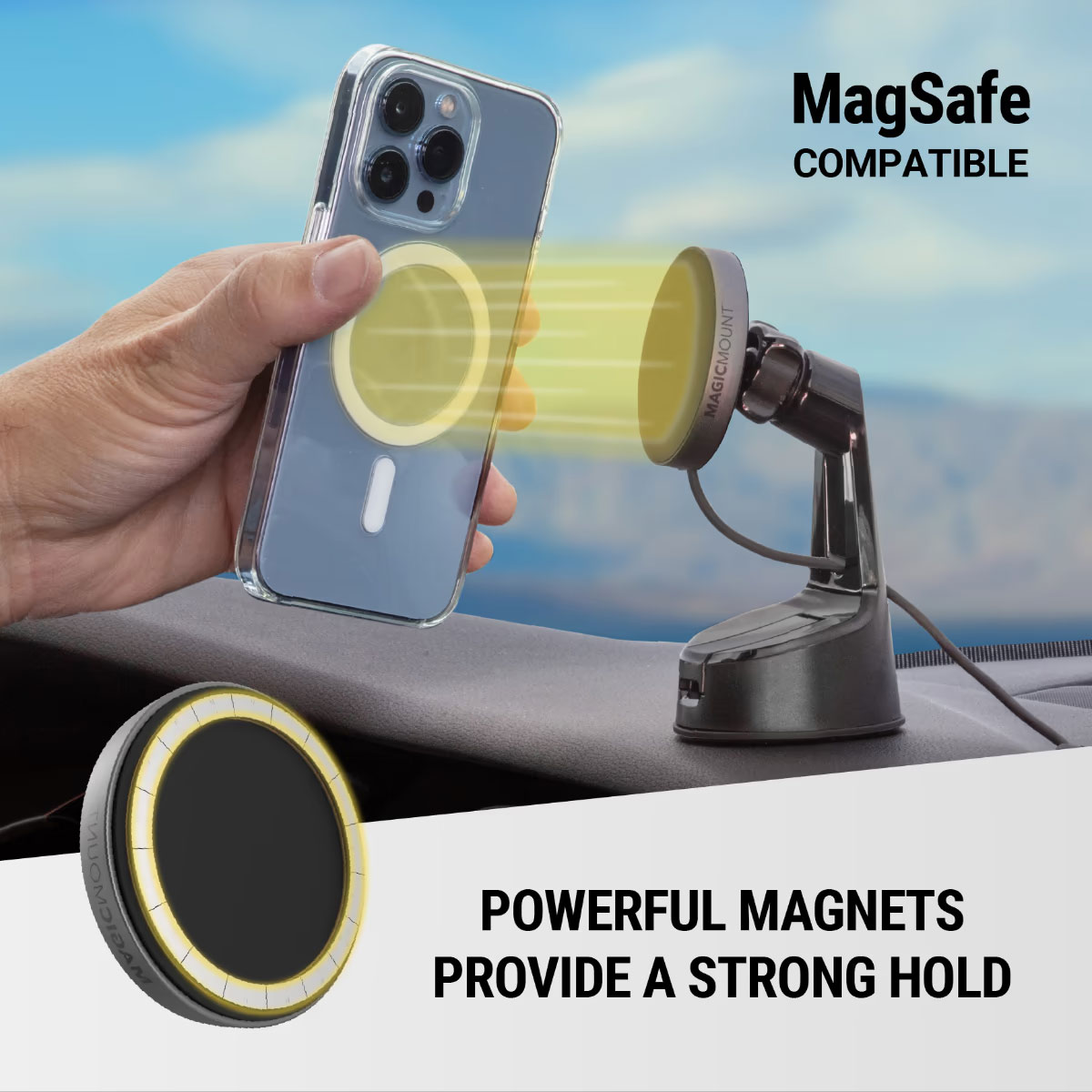 Infographic View of Scosche Phone Mount MagSafe Feature