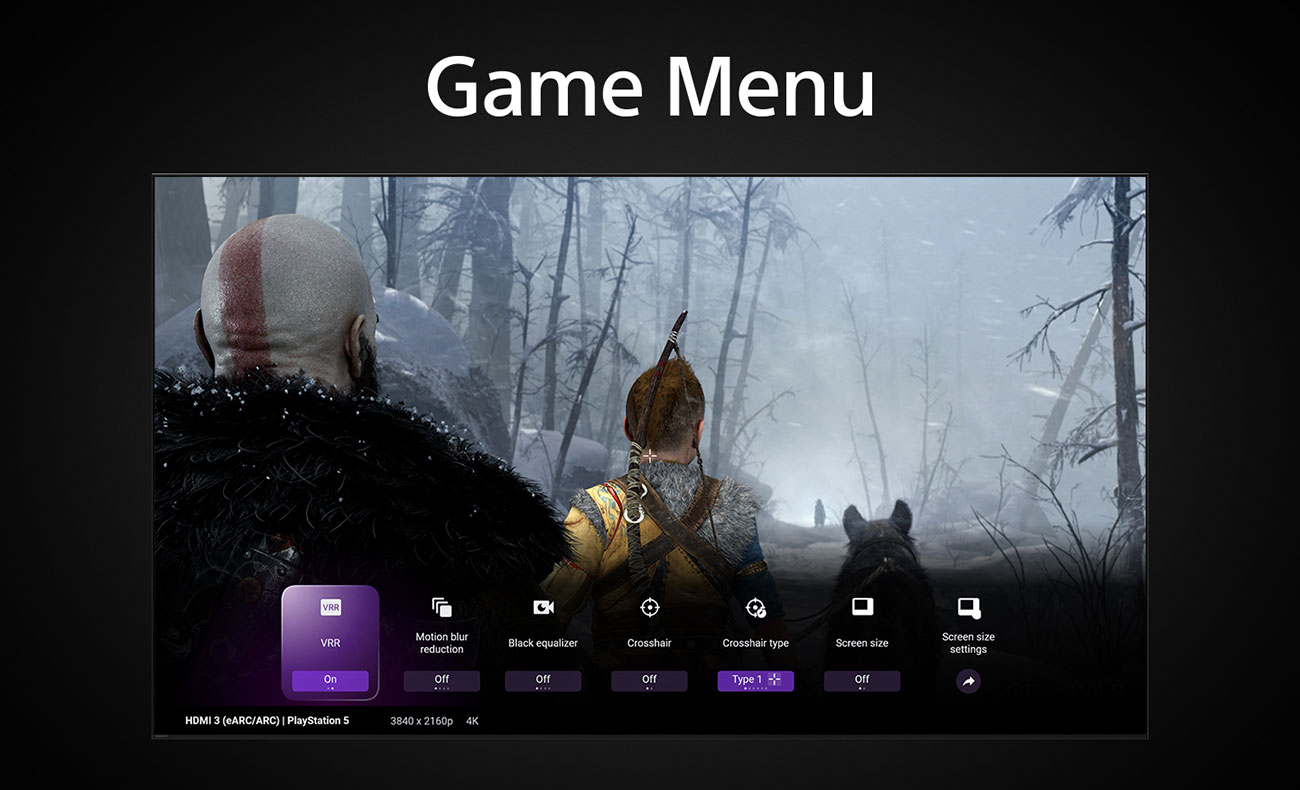 Front View of Sony A80L TV Game Menu Feature