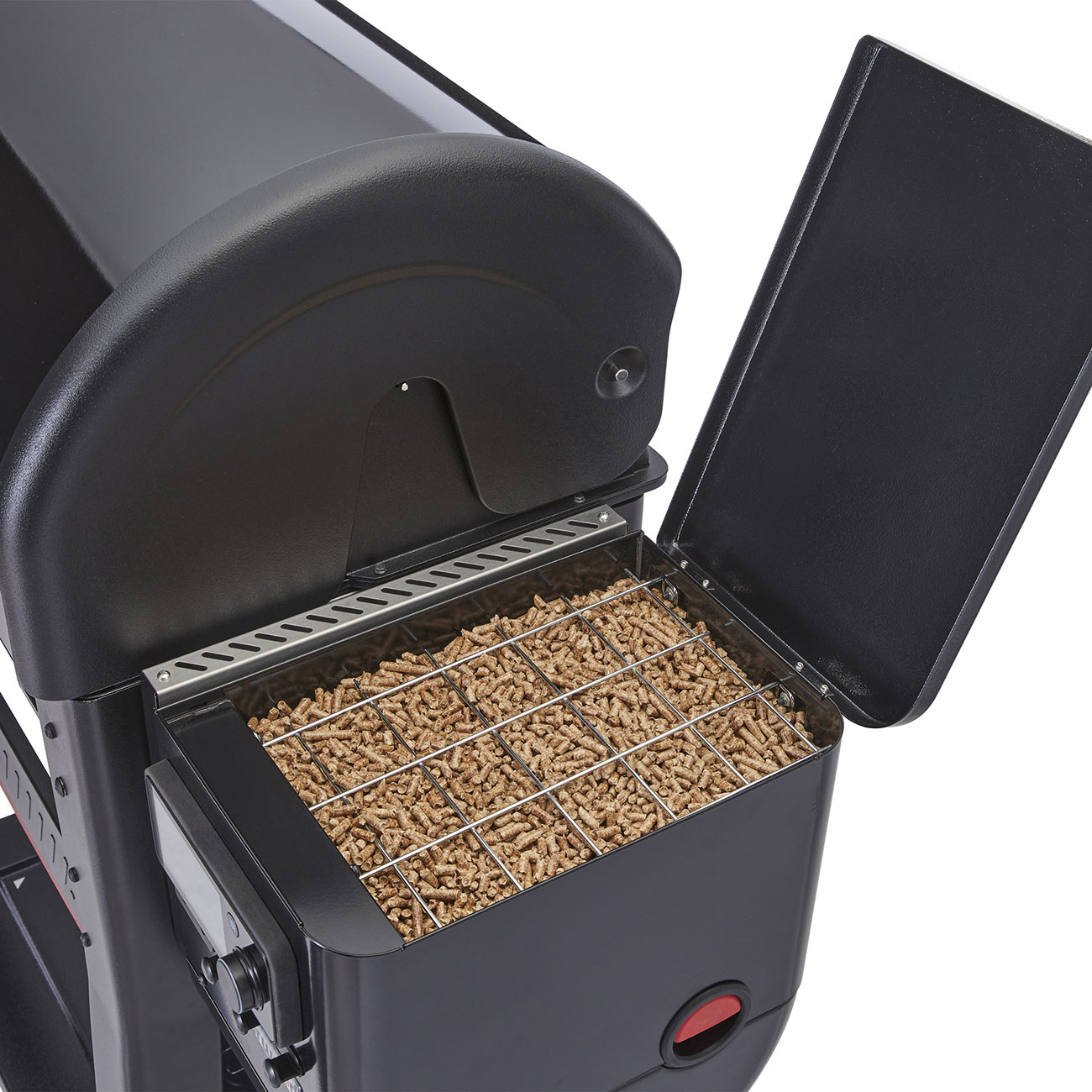 Closeup View of Weber Searwood Grill With Pellets