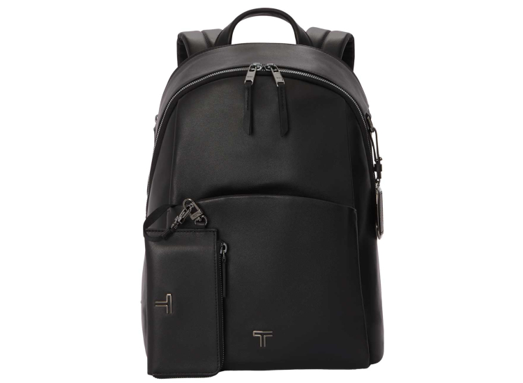 black and leather trans backpack Trappola woven canvas interior Laptop Backpack Trans Backpack Black