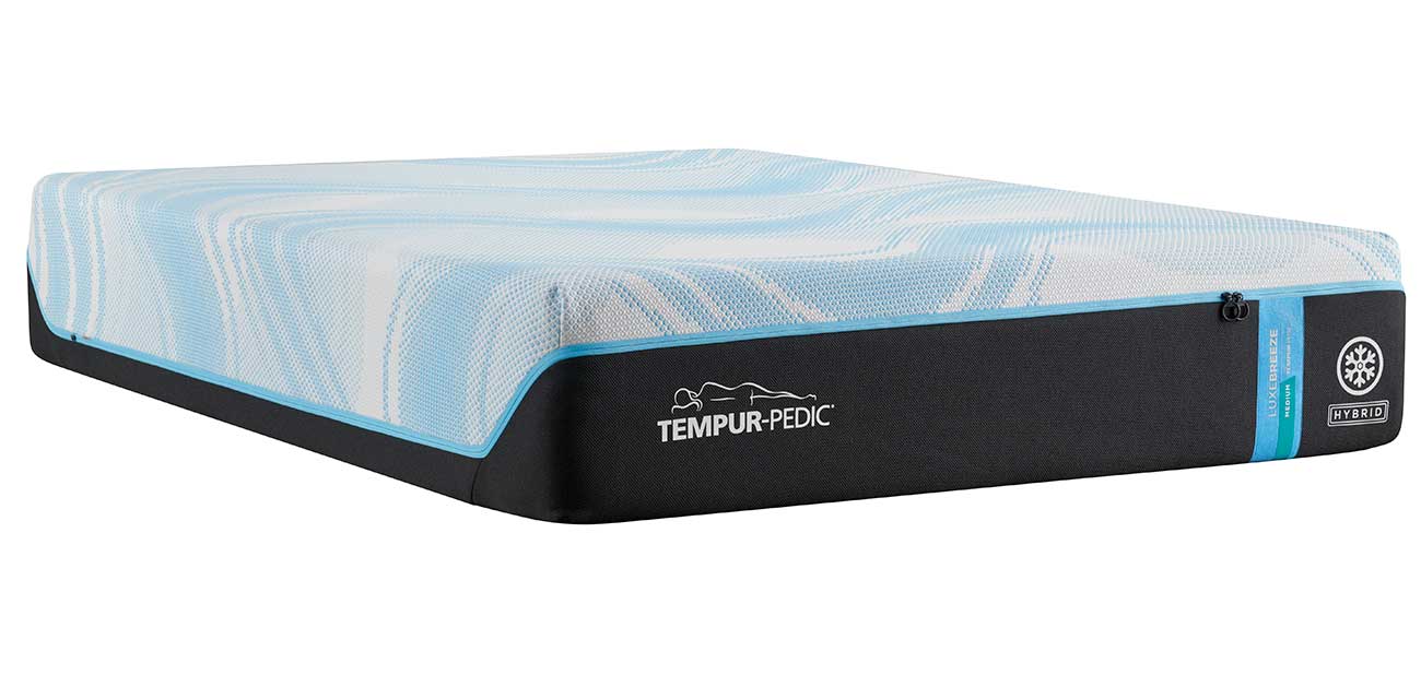 Angled View of Tempur-Pedic LUXEbreeze 2.0 M Hybrid King Mattress