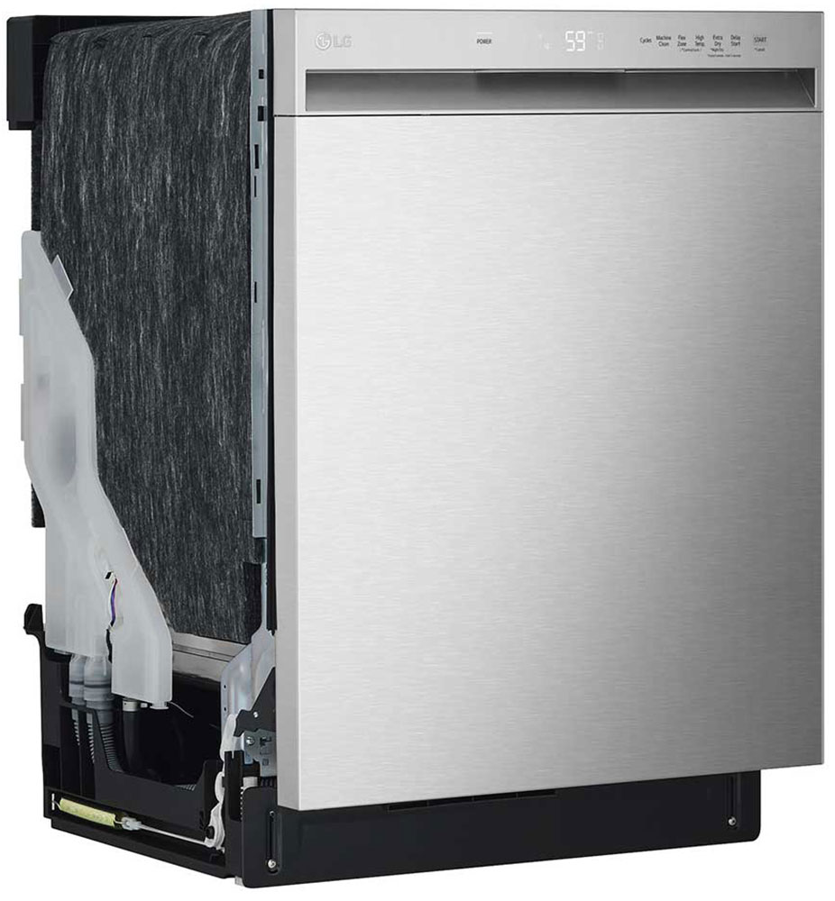 Left Side of an Uninstalled Stainless Steel LG Dishwasher