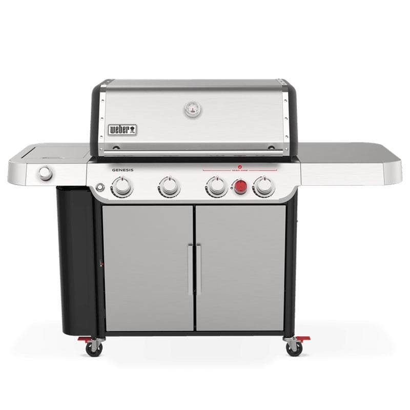 Front of a Weber GENESIS S-435 Liquid Propane Gas Grill in Stainless Steel
