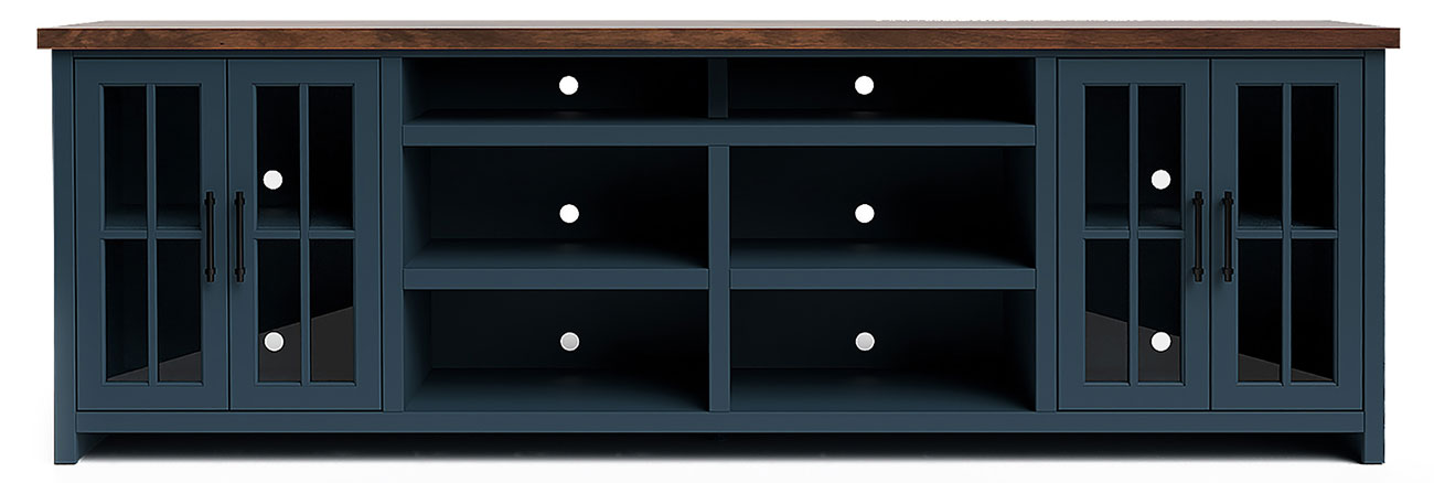 Front View of the Legends Furniture Nantucket Blue Denim & Whiskey Super Console