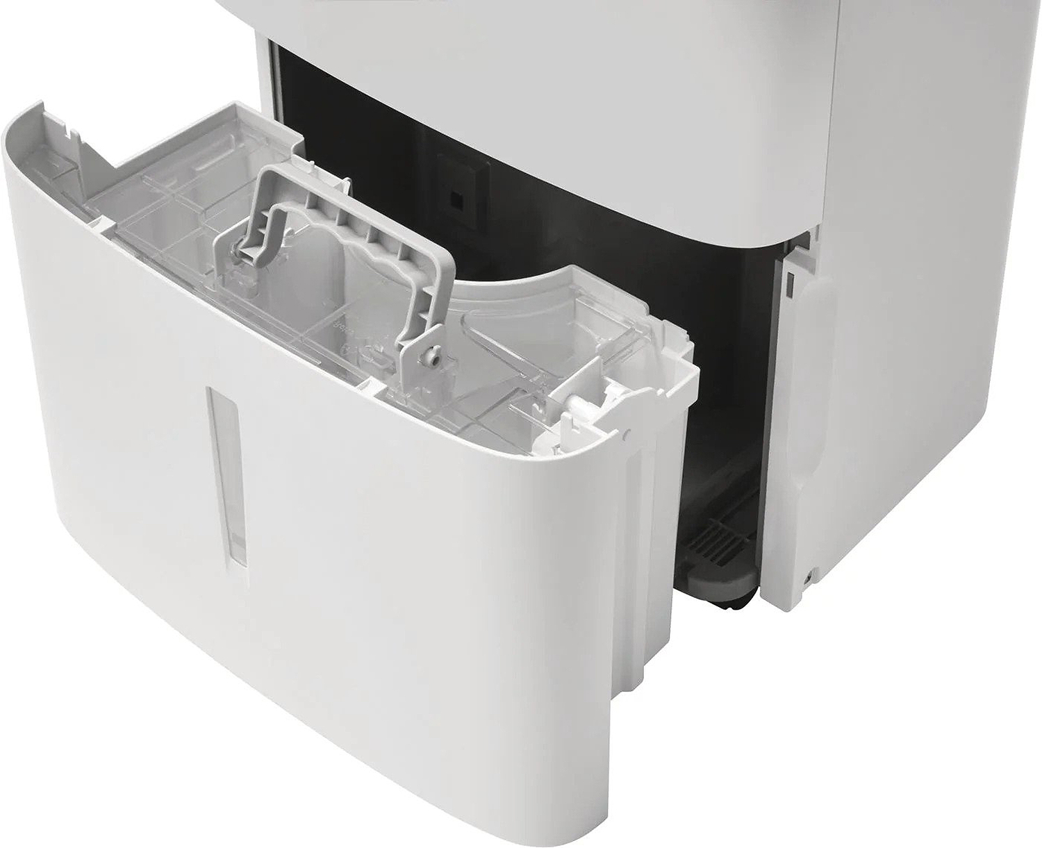 White Frigidaire 35 Pint Dehumidifier Showing a Pullet Out Water Bucket 
