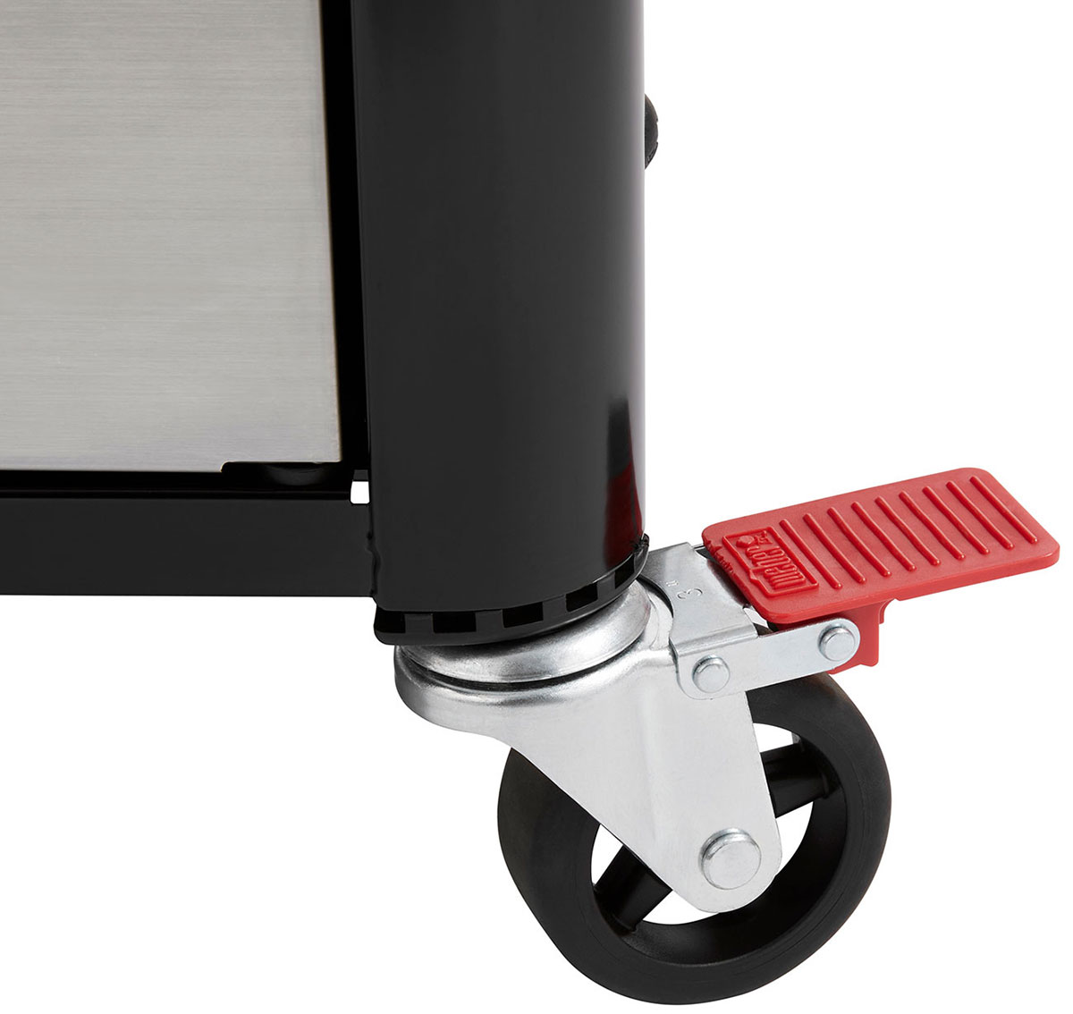 Weber Natural Gas Grill Showing an Unlocked Caster Wheel
