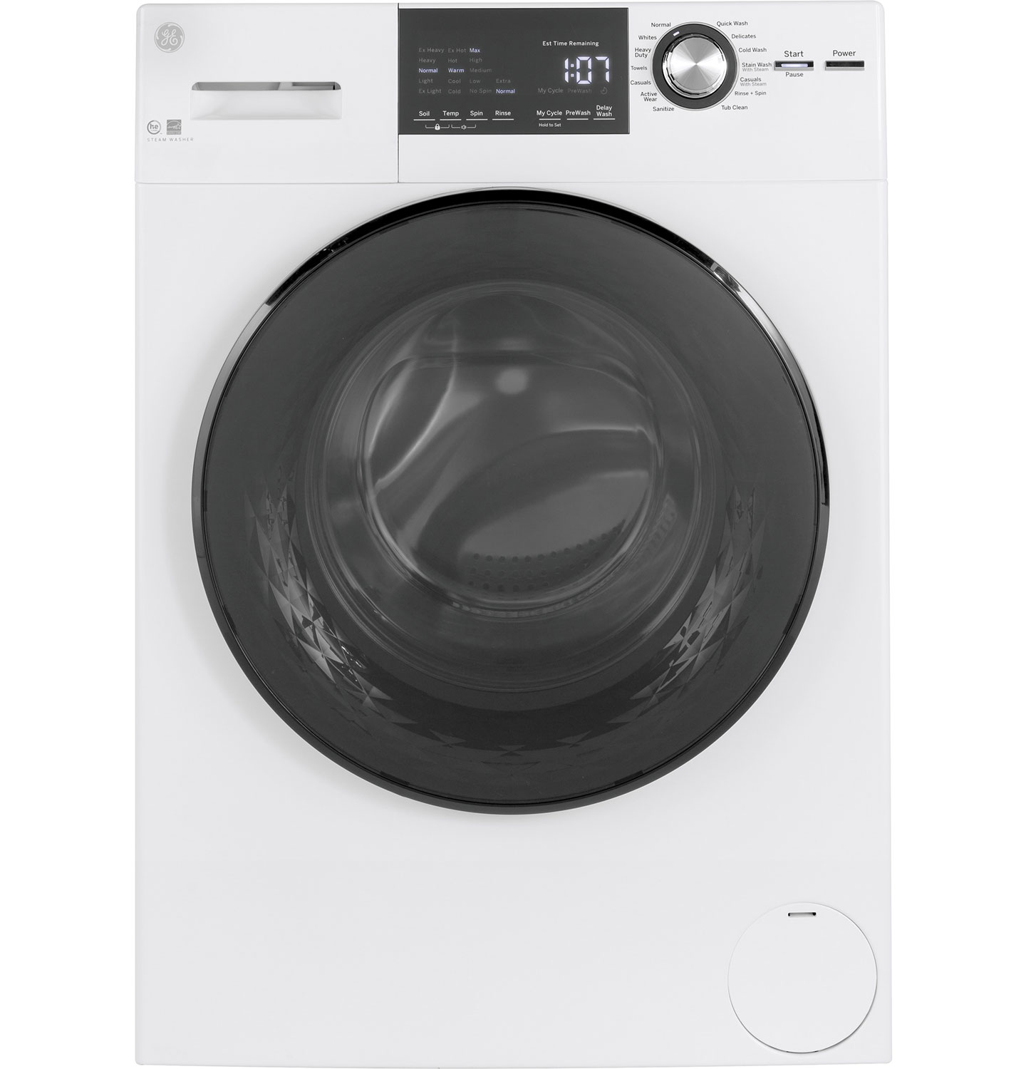 Front of washer in White.