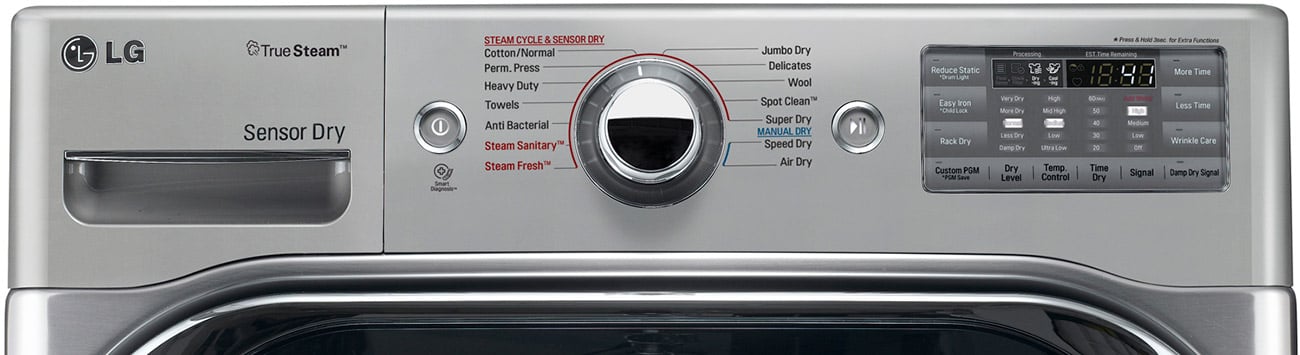 Broad view of dryer control panel