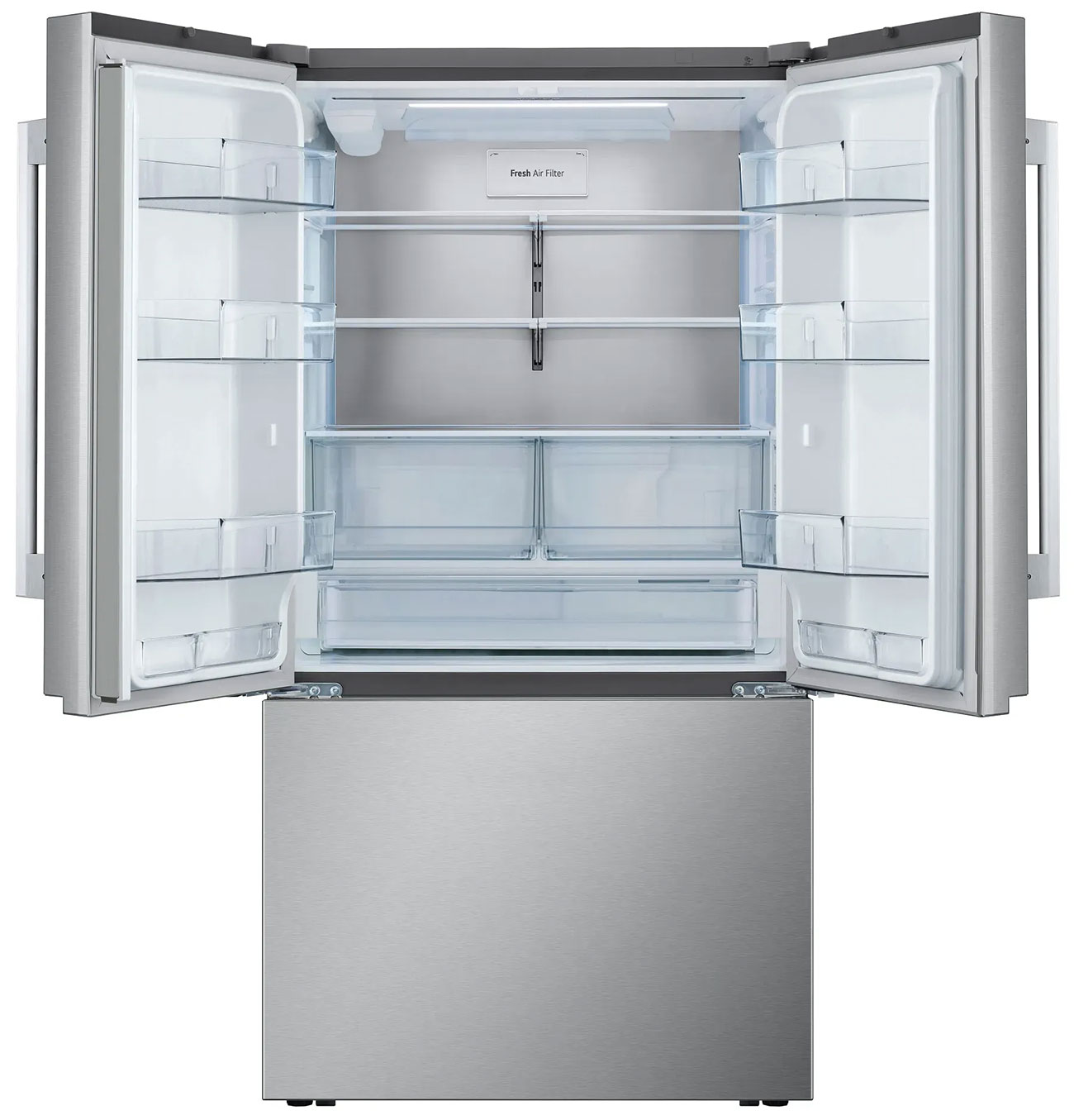 Front View of LG refrigerator Open and Empty