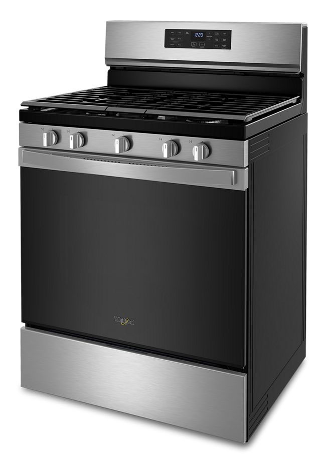 Right angle view of gas range