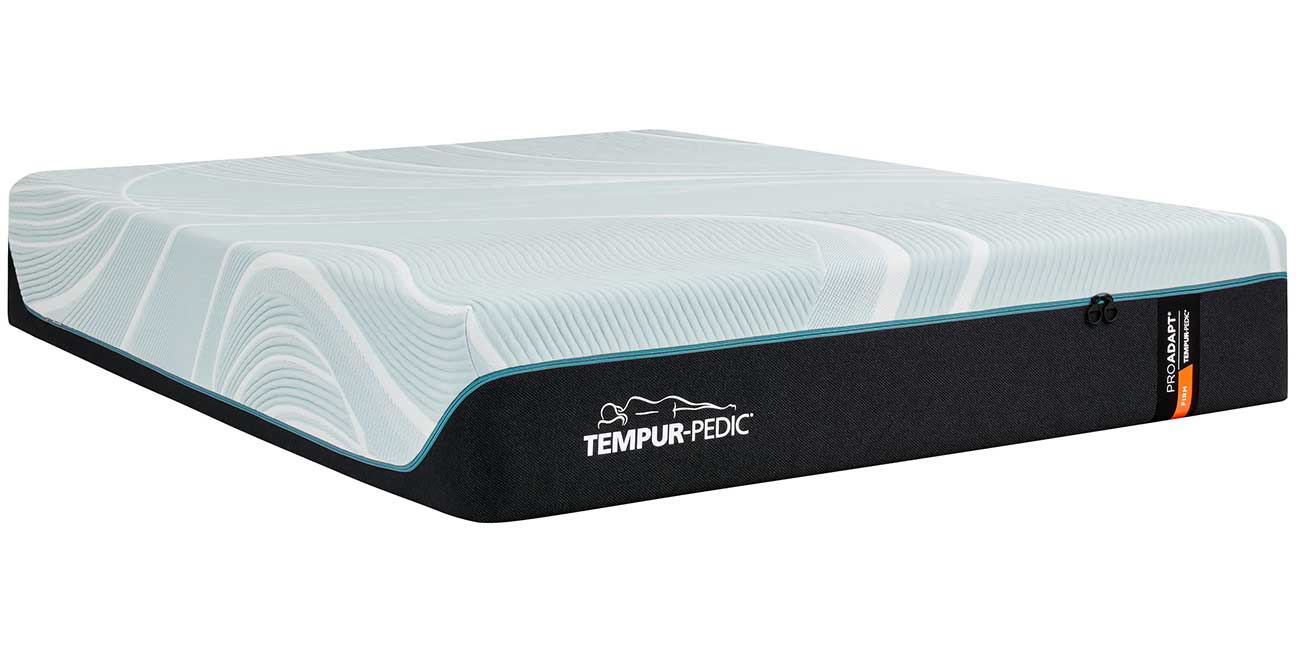 Angled view of tempur pedic firm mattress