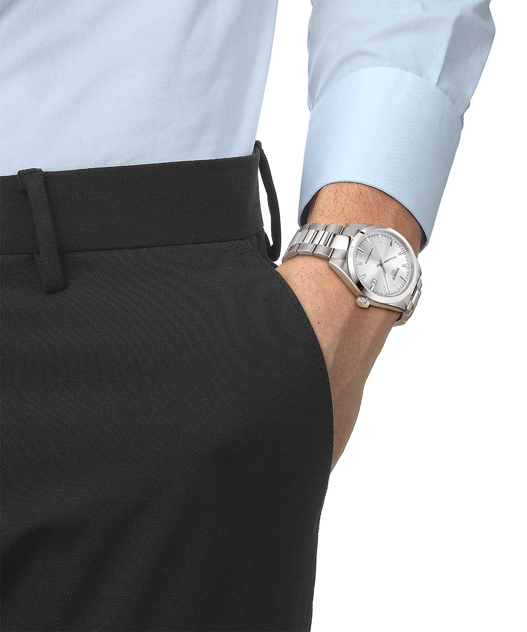 Model wearing Tissot Gentleman Watch on wrist