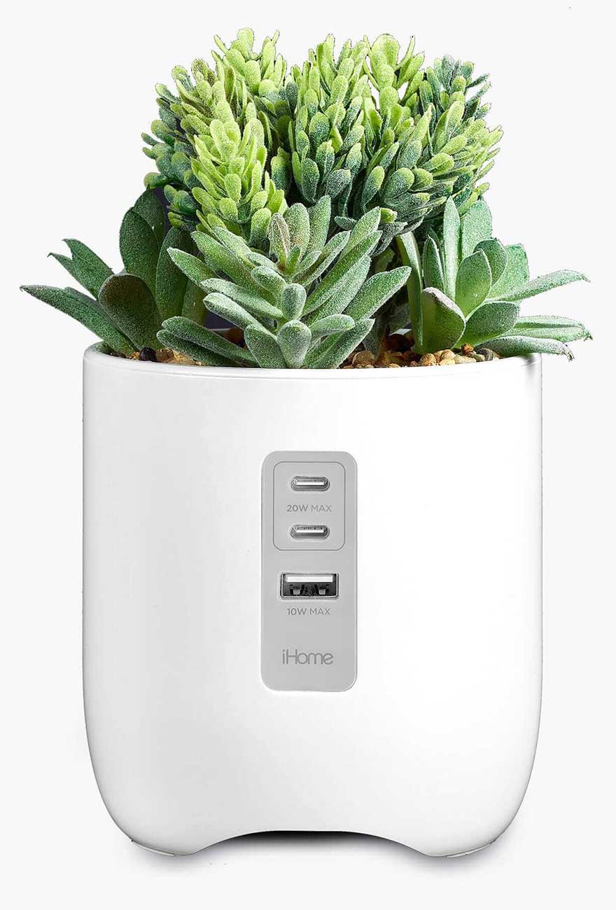 Front view of Faux Succulent Charging Station