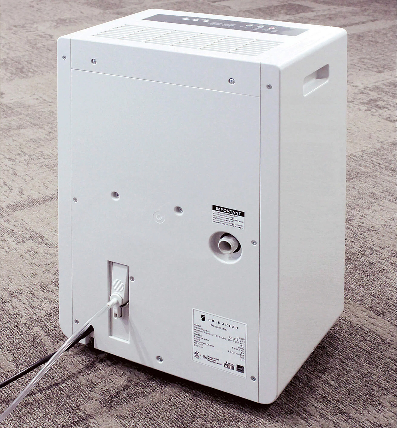Rear View of Friedrich Dehumidifier