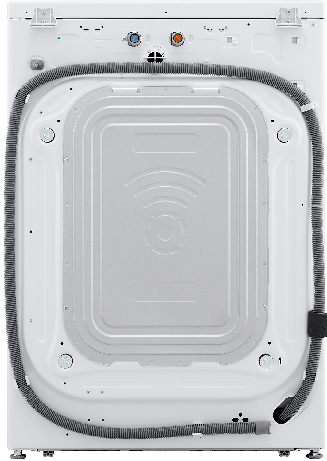 Back of an Uninstalled LG 4-5 Cu Ft Front Load Washer
