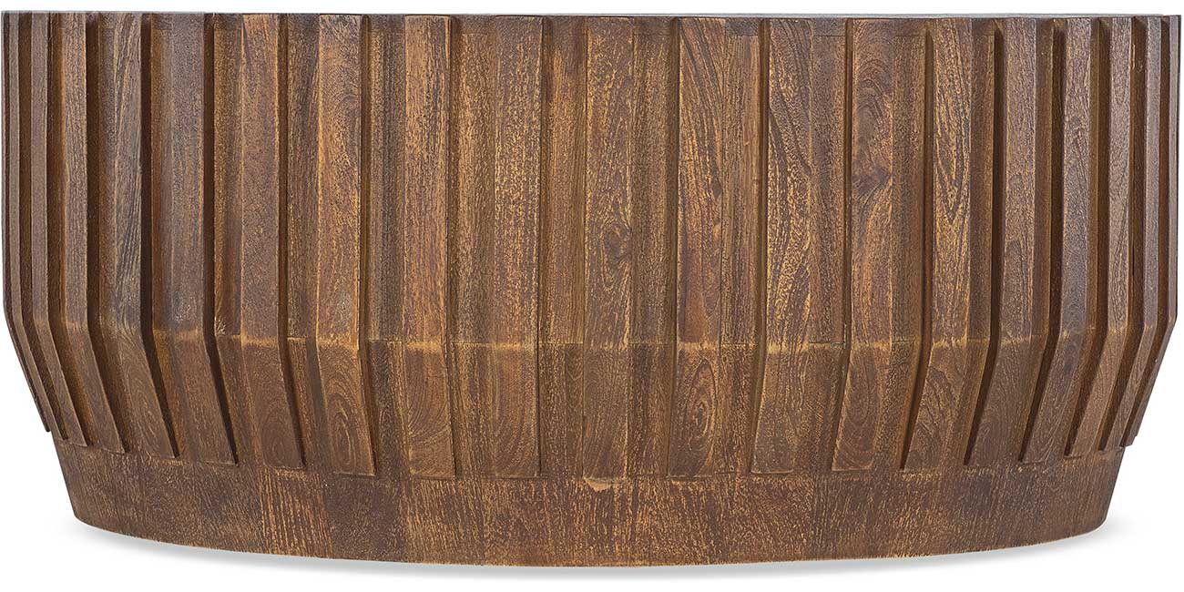 Hooker Furniture Living Room Commerce and Market Gears Round Cocktail Table in Natural Medium Wood