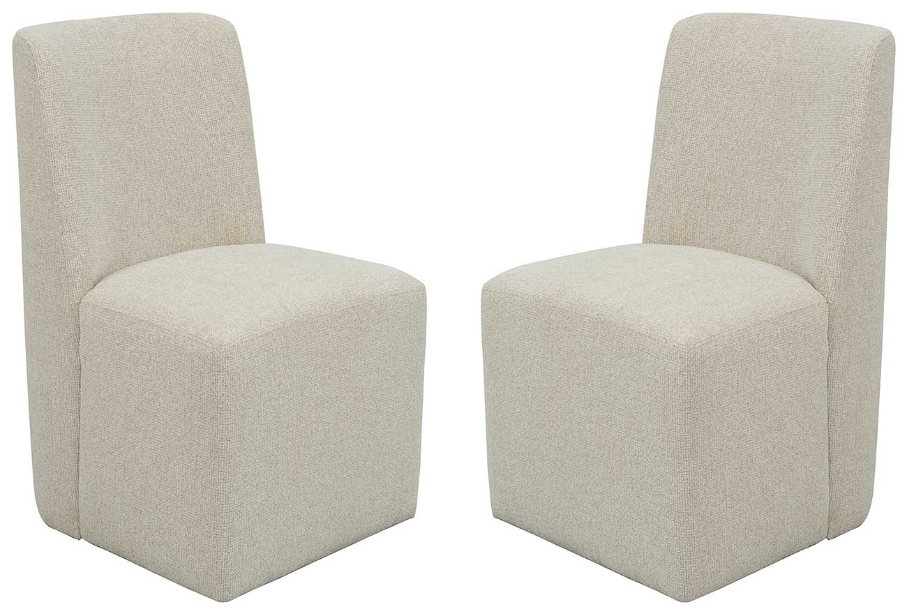 Angled view of Flexsteel Waterfall Pair of Upholstered Dining Chairs in Off-White