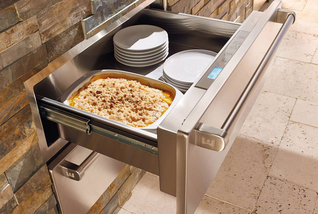 Large Image of Installed Outdoor Warming Drawer