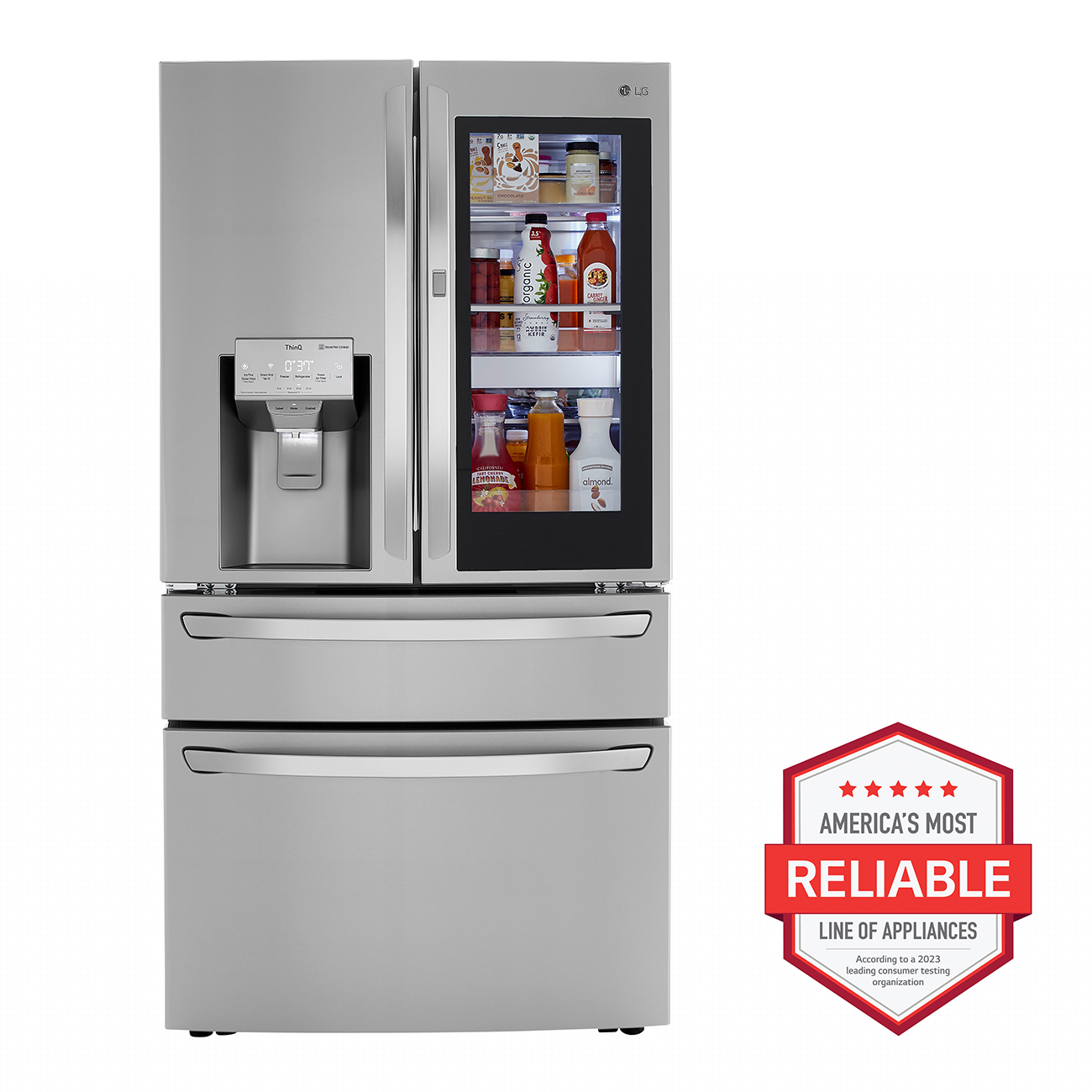 Alternate view of LG 29.5 Cu. Ft. Smart Wi-Fi InstaView Door-In-Door Refrigerator With Craft Ice Maker 36-Inch Wide in PrintProof Stainless Steel - LRMVS3006S