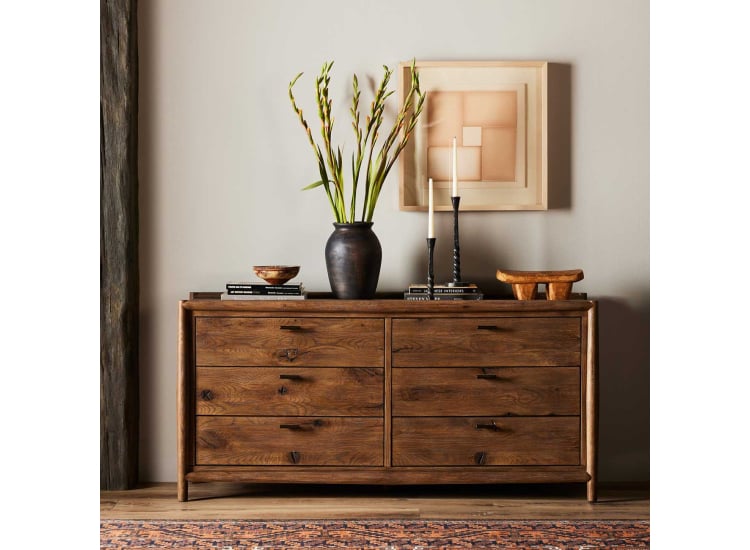 Glenview 6 Drawer Dresser - Weathered Oak Veneer - Four Hands Glenview 6 Drawer Dresser - Weathered Oak Veneer - Four Hands