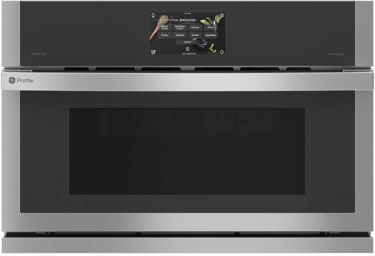 Main Front view of GE Profile Single Wall Oven in Stainless