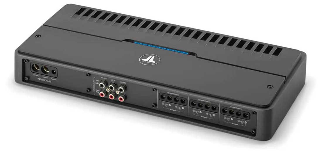 Front Angled view of JL Audio RD 6-Channel Class D Full Range Car Amplifier
