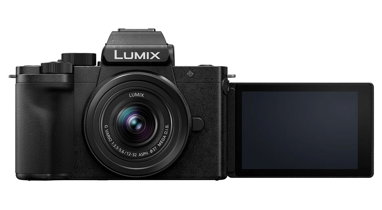 Front View of Panasonic Mirrorless Camera with Monitor Extended