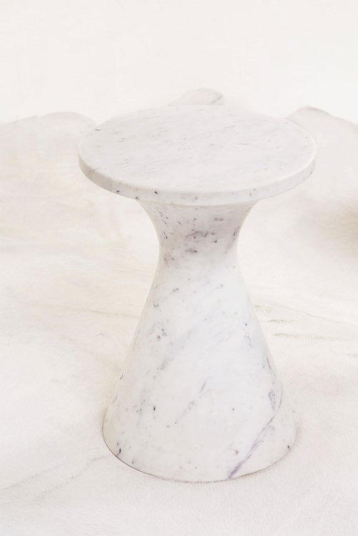 Large image of Bernhardt Isabelle Accent Table in Honed White Marble