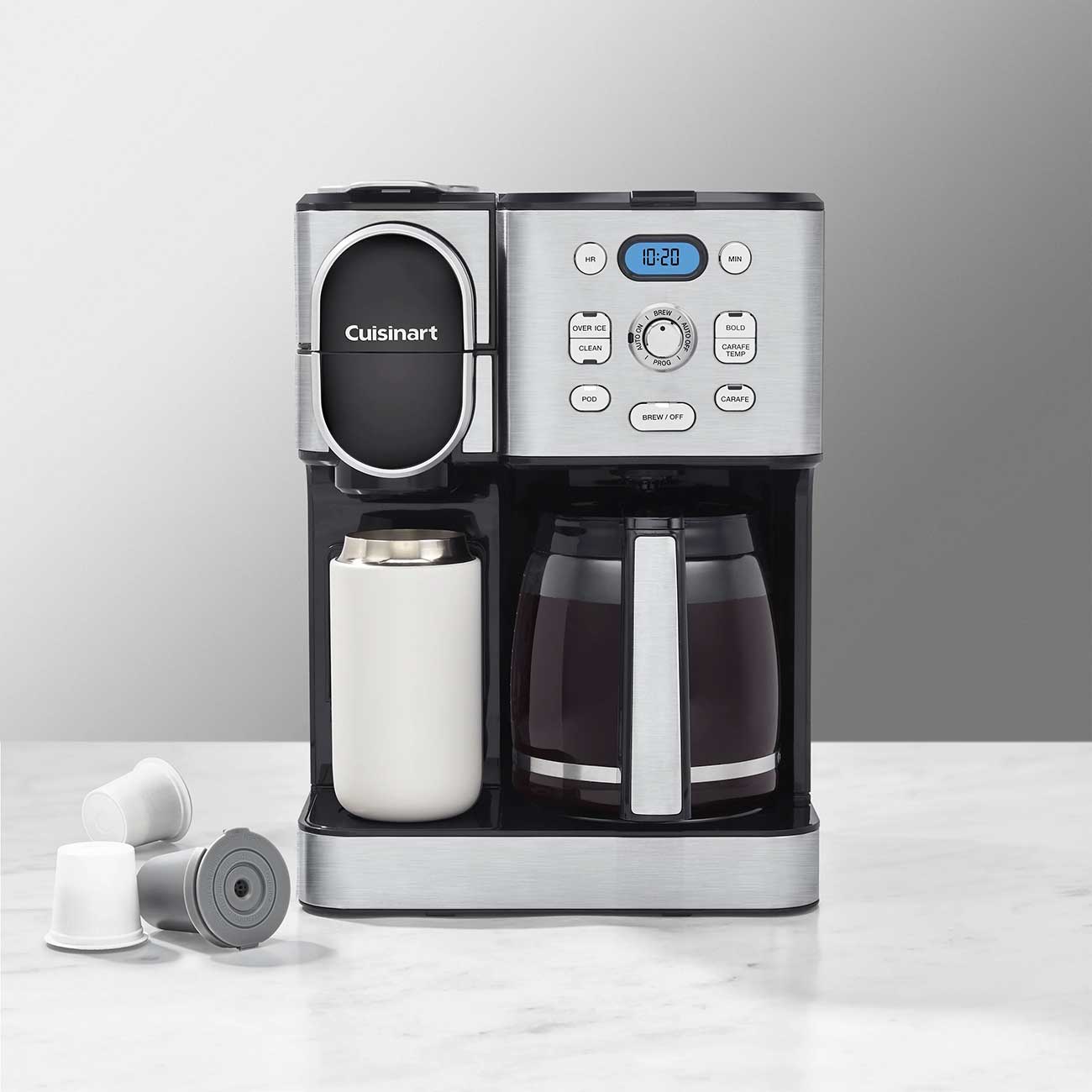 2-in-1 Coffee Maker on Counter Detail