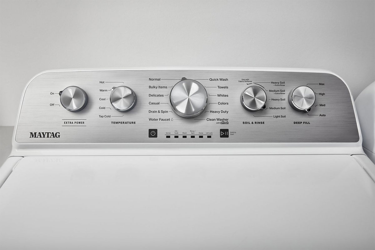 Close-up of control panel with a grayish background.