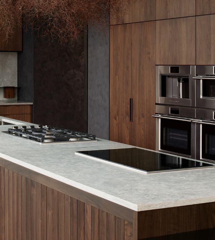 A Gaggenau built-in coffee machine positioned in a well-designed kitchen, emphasizing its modern aesthetics and practical use