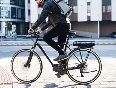 Lifestyle of a man on an e bike
