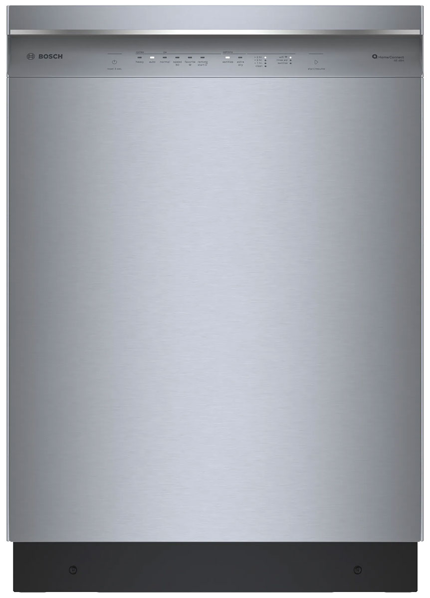Bosch 300 Series 24-Inch Recessed Handle Dishwasher in Stainless Steel