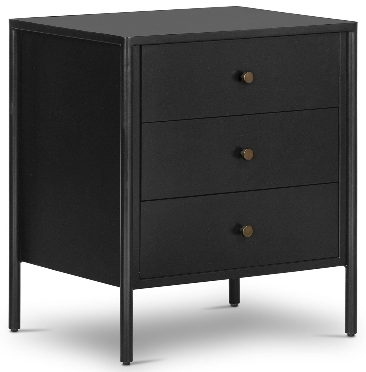 Four Hands Soto Nightstand with 3 Drawers in Black