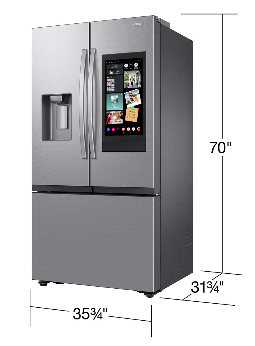 Angled View of Refrigerator Dimensions
