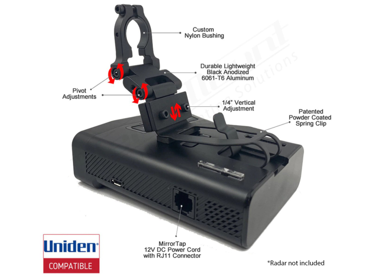 BlendMount Aluminum Radar Detector Mount For Uniden R7 Standard 2001R Series - BR7-2001R
