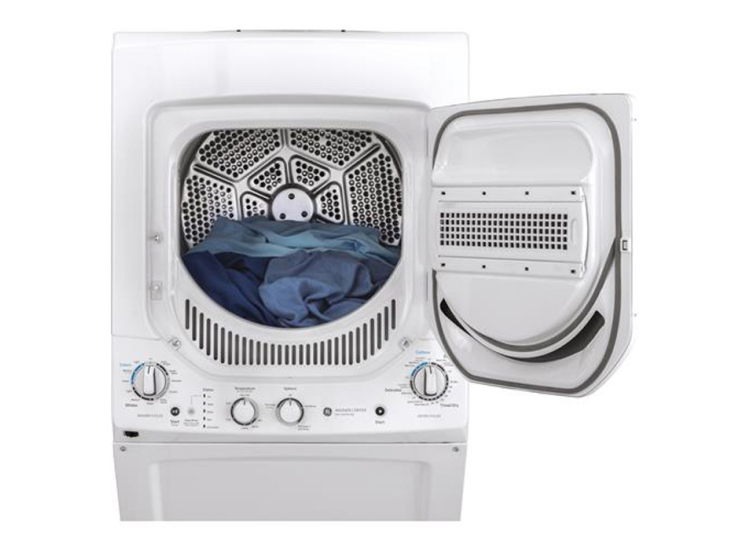 GE Unitized Spacemaker 24" White Stack Washer With Electric Dryer - GUD24ESSMWW