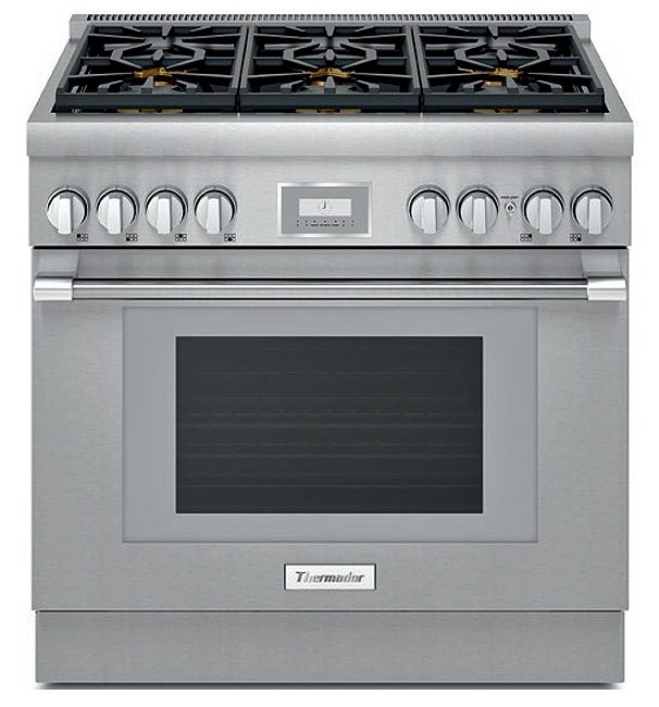 Large image of Thermador Stainless French Door Refrigerator & 36" Gas Range Package