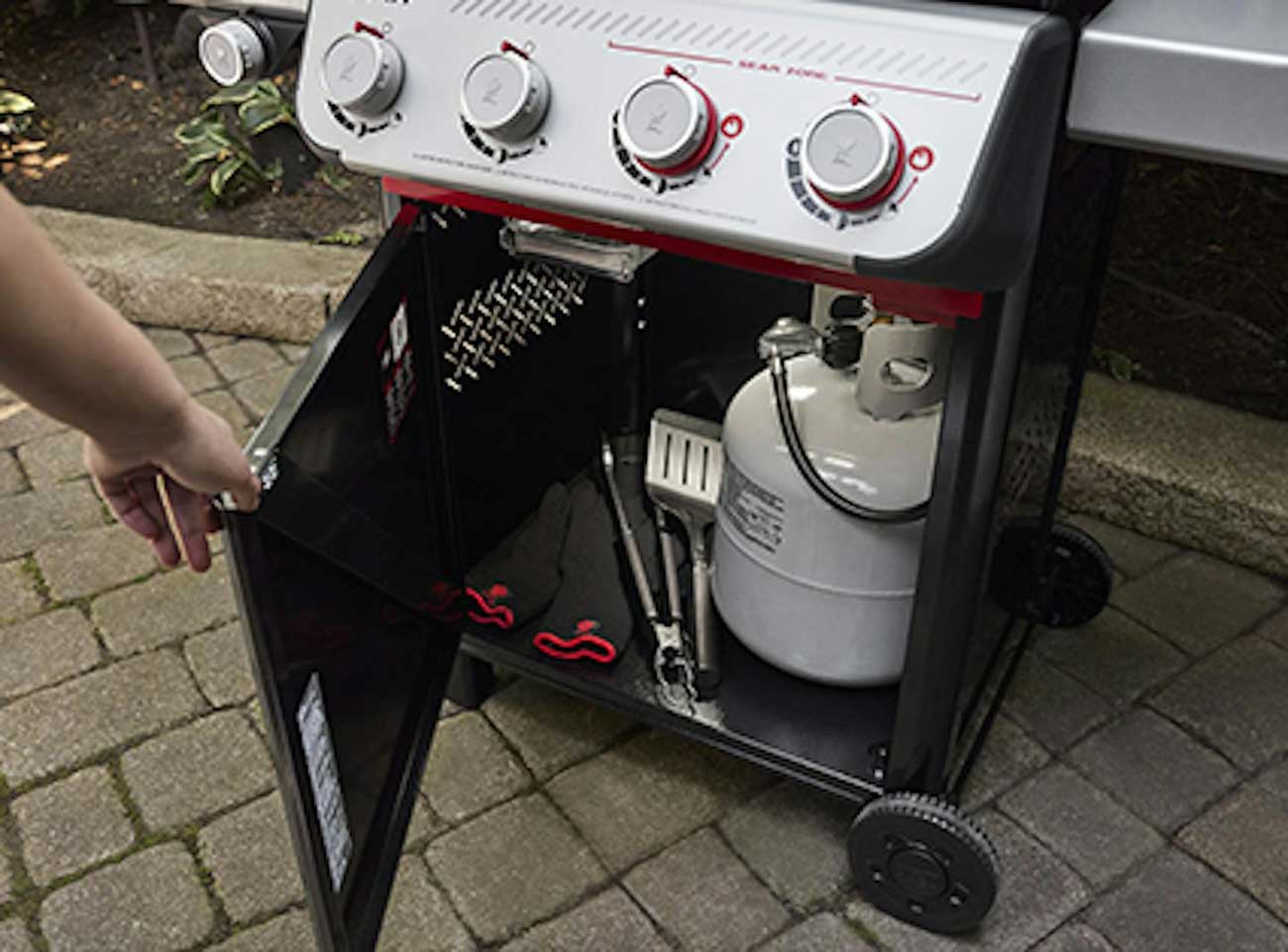 Tank view of Weber Gas Grill