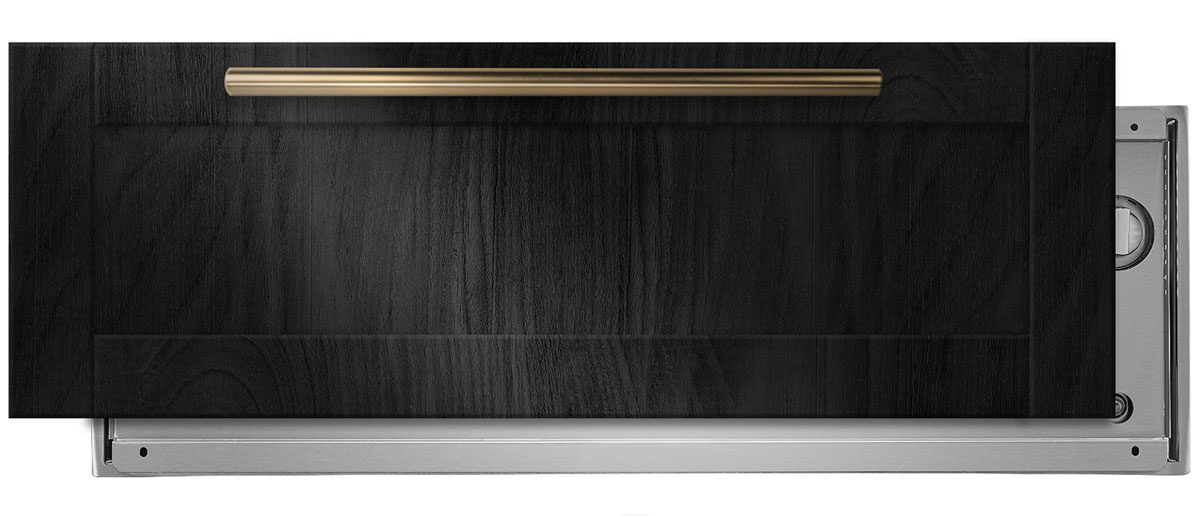 Front of warming drawer with Custom Panel.