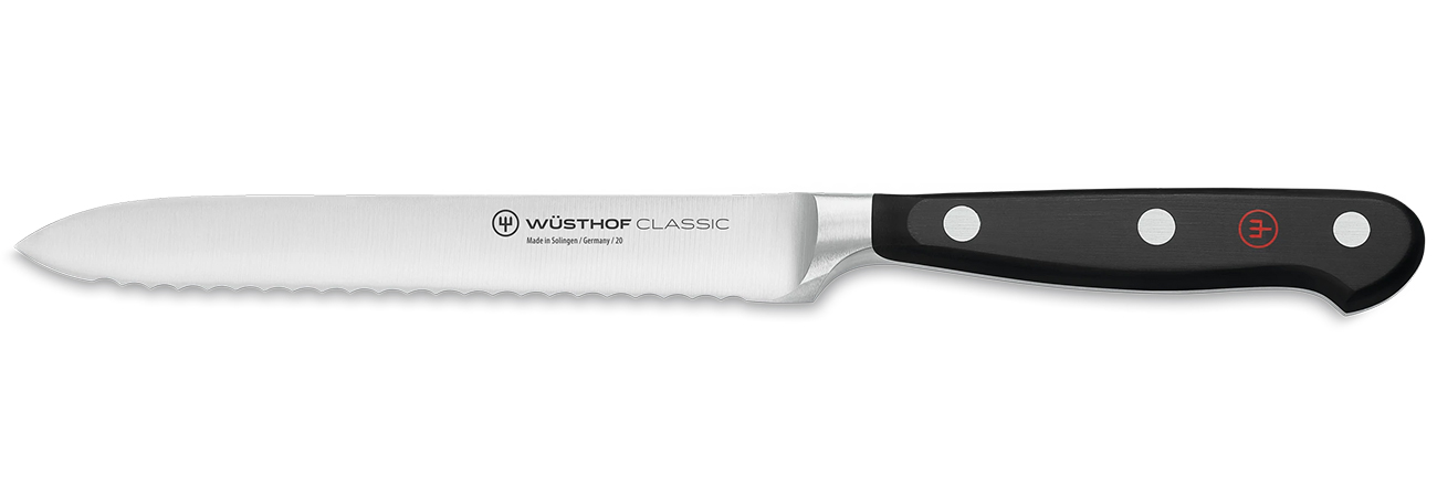 Front view of single knife from set