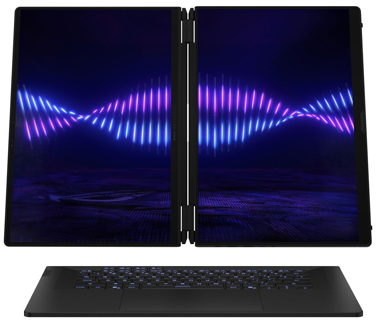 Front View of ASUS Laptop with Dual Screens