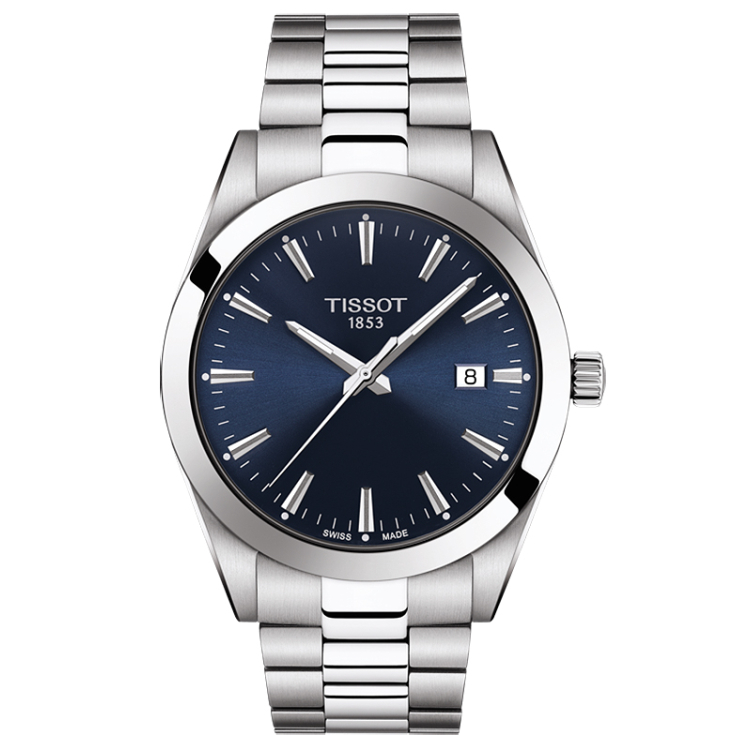 tissot mens gentleman stainless steel dress watch grey t1274071104100 Tissot Gentleman Blue Dial Stainless Bracelet Watch